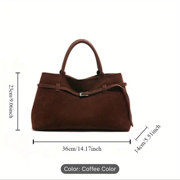NEW Chic Faux Suede Handbag, Spacious Perfect for Work, Shopping, Travel, Coffee - Picture 7 of 7
